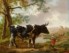 Jan II Kobell, Southern Landscape with an Ox, Oil on panel