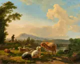 Balthasar-Paul Ommeganck, Landscape with Shepherds and their Flocks, Oil on panel