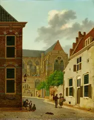 Hendrik van Oort, Utrecht Cathedral seen from Domstraat, Oil on panel