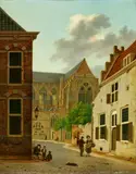 Hendrik van Oort, Utrecht Cathedral seen from Domstraat, Oil on panel