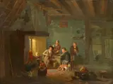 George Adam Schmidt, Kitchen Scene with Peasants at Rest, Oil on panel