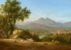 Abraham Teerlink, The Bridge and Church of San Francesco in Tirreni near Salerno, Oil on canvas (relined)