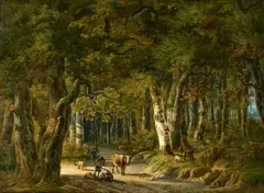Willem de Klerk, Shepherd with his Flock in a Sunny Clearing, Oil on canvas (relined)