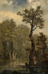 Carl Gustav Carus, Wooded Landscape, Oil on paper (laid down on card)