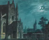 Carl Gustav Carus, Forecourt of a Gothic Cathedral by Moonlight