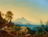 Ludwig Richter, The Bay of Naples with a View of the Castel dell'ovo and Vesuvius