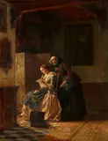 Karl Hübner, The Love Letter, Oil on panel