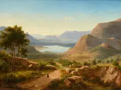 Eugene von Guerard, Italian Landscape, Oil on canvas (relined)