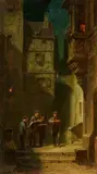 Carl Spitzweg, The Quartet, Oil on canvas (relined)
