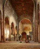 Julius Helfft, View of the Interior of San Miniato al Monte in Florence, Oil on canvas (relined)