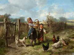 Mari ten Kate, The Chickens, Oil on panel