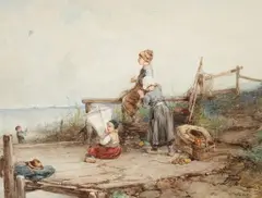 Mari ten Kate, Kite Flying by the Sea, Watercolour