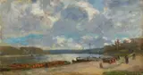 Albert Lebourg, Barges on the Banks of the Seine, Oil on canvas