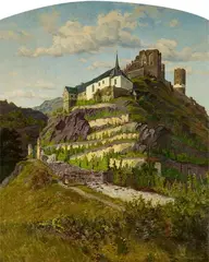 Carl Malchin, Bischofstein Castle on the Moselle, Oil on canvas