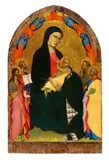 Giovanni del Biondo, The Virgin Enthroned with Saints John, Peter, Paul and Francis of Assisi, Cherubim and Seraphim, Oil on panel