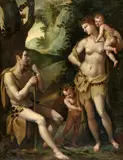 called Jacopo da Empoli Jacopo Chimenti, Adam and Eve with Cain and Abel, Oil on panel