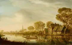 Rowing Boat in a River Landscape by Pieter de Neyn, Oil on panel, sold Nov 2020