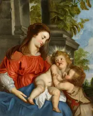 Madonna and Child with St John the Baptist by Erasmus Quellinus II, Oil on canvas, sold Nov 2020