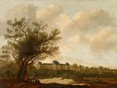Anthonie van Croos, Landscape with a View of Huis ter Nieuburch in Rijkswijk, Oil on panel