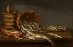 Pieter van Schaeyenborgh, Still Life with Freshwater Fish / Still Life with Saltwater Fish, Oil on canvas (relined). Each