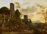 Adam Pynacker, Shepherds in a Southern Landscape with Ruins, Oil on panel