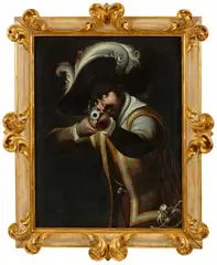 Mann Aiming a Gun by Florentine School 17th century, Oil on canvas (relined), sold Nov 2020