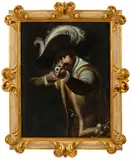 Florentine School 17th century, Mann Aiming a Gun, Oil on canvas (relined)