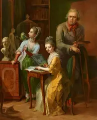 Johann Heinrich Tischbein the Elder, The Painter with his Daughters, Oil on canvas (relined)