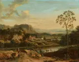 River Landscape by Johann Christian Vollerdt, Oil on canvas, sold Nov 2020
