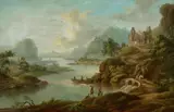 Franz Hochecker, River Landscape, Oil on canvas (relined)