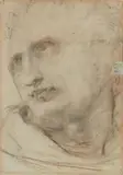 Florentine School 16th century, Study of a Man's Head, Black and brown chalk