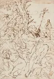 Jacopo Negretti, called Palma il Giovane, attributed to, John the Baptist, Brown ink over pencil on paper, mounted