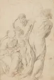 Giuseppe Porta, A Figure Group from the Fresco "Pope Alexander Receiving Friedrich Barbarossa", Black chalk on thin laid paper