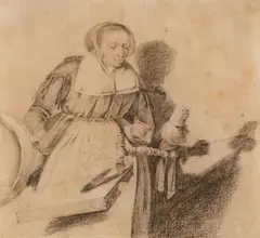 Geertruydt Roghman, A Young Spinner, Black chalk on paper