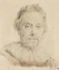 copy after Anthonis van Dyck, Portrait of the Antwerp Publisher Ioannes Barbé, Black chalk on textured paper