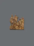 Venice second quarter 16th century, A Venetian bronze relief with the Adoration of the Magi, second quarter 16th century, Cast bronze with engraved and gilt decor. This pierced bronze relief is thought to have been made by an artist from the circle of Jacopo d´Antonio Tatti, called Sansovino (1486 Florence - 1570 Venice). Wear to the gilding, minor dents. Mounted on a velvet covered wooden panel