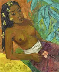 Female semi nude with flowers in her hair. Oil on canvas. Signed Han Snel. Original wood frame., Female semi nude with flowers in her hair. Oil on canvas. Signed Han Snel. Original wood frame., Female semi nude with flowers in her hair. Oil on canvas. Signed Han Snel. Original wood frame