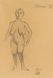 Otto Dix, Alma VIII, 1921, Pencil, partly wiped, on brownish wove paper