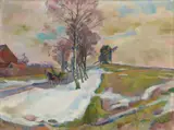 Conrad Felixmüller, Die alte Mühle an der Straße in Gebersdorf