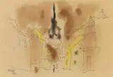 Lyonel Feininger, Erfurt, 1947, Watercolour and pen and ink drawing on fibrous paper 18.8/