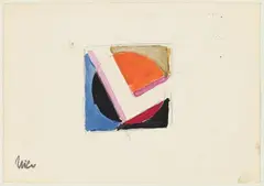 Walter Dexel, Ohne Titel. 4 Entwürfe zu der "Serie Scheibe in Quadrat", 1969, Watercolour, India ink, pencil and coloured pencil, each on file card Each