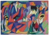 Adolf Hölzel, Farbige Komposition mit Figuren, Circa 1925-1930, Pastel on velours paper
