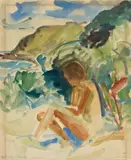 Max Kaus, Arcona, 1921, Watercolour over pencil on laid paper with crest and watermark "ZANDERS 1922"