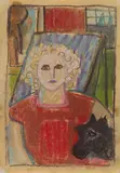 Ida Kerkovius, Kleinformat 329 (Frau Fischer mit Hund)