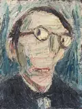 Clifford Holmead Phillips, Monsieur aux lunettes, 1973, Oil on canvas, mounted on wooden panel