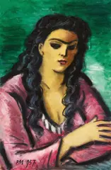 Gitane by Frans Masereel, 1957, Oil on laid paper with watermark "Canson & Montgolfier", mounted on card and wooden board, sold Jun 2020