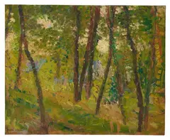 Henri Martin, Le sous-bois, Oil on wooden panel