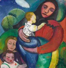 Maria Marc, Mutter mit Kindern, Circa 1913, Oil on canvas
