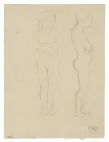 Paula Modersohn-Becker, Mädchenakt mit verschränkten Armen, Circa 1905/06, Charcoal on laid paper