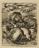 Ludwig Meidner, Ohne Titel (Sitzende Figur in Landschaft)